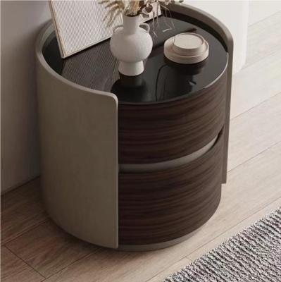 China Mood Adjustable Modern Minimalist Glass Top Furniture Bedroom Furniture Wooden Structure (Other) Night Stand for sale