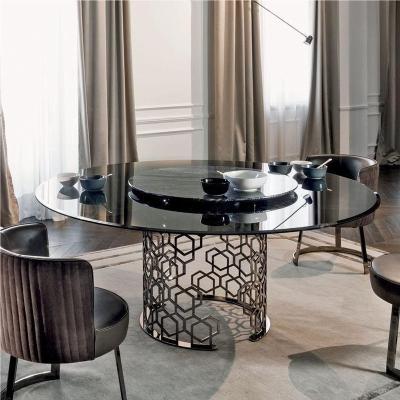 China (Other) Dining Room Furniture Modern Minimalist Style Stainless Steel Adjustable Hot Selling Natural Marble Top Low Dining Table for sale