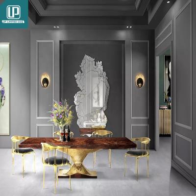 China (Others)Adjustable Modern Luxury Dining Room Furniture Set Italian Luxury Gold Stainless Steel Dining Chair for sale