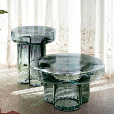 China Italian Modern Luxury Mood Adjustable Living Room Furniture Glass Round (Other) Coffee Table for sale