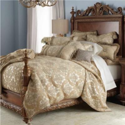 China Italian Classic Style Storage Furniture Wooden Structure Hand Crafted Royal Headboard Bed for sale