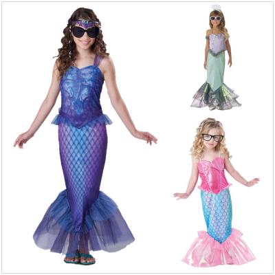 China Princess Mermaid Fancy Dress Costumes Ariel Mermaid Dresses Sequins Little Halloween Party Kids Costumes For Girls for sale