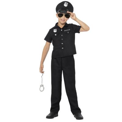 China Polyester Kid Boys Catch Police Costume Halloween Party Costumes For Kids 4 Pieces Officer Uniform for sale