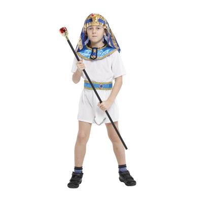 China Halloween Party Cosplay Egypt Performance Halloween Costume Egypt Cosplay Long Dress Blue Collar Headwear Band Belt Kids White Halloween Costumes for sale