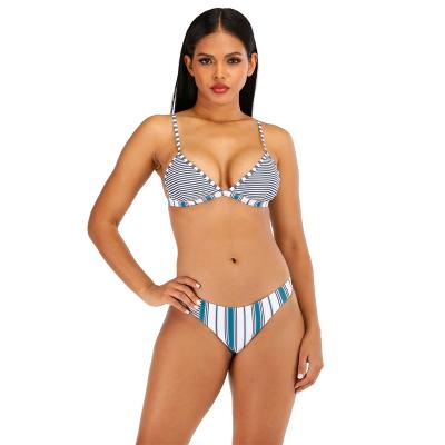 China 2021Plus Size Breathable Swimwear Fashion Lady Blue Stripes Swimsuits Wimsuits For Women for sale