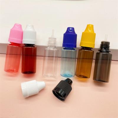 China Mini 10ml cosmetic empty colorful plastic dropper bottles eyedrop pet refill bottles 10ml bottle for oil packing for sale