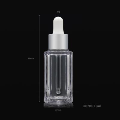 China BEAUTY PACKAGING 15ml Clear Essential Oil Plastic Cosmetic Bottle With Ribbon Dropper for sale