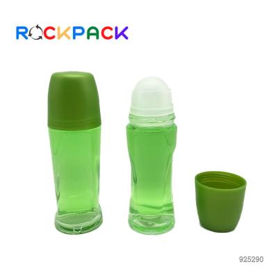 China Personal Care 58ml Green Lid Clear Roll Cosmetic Empty Deodorant Roll On Bottles for sale