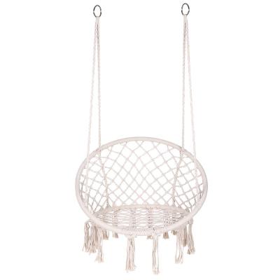 China Modern Outdoor Garden Hanging Black Macrame Cotton Rope Swing Hammock Chair for sale