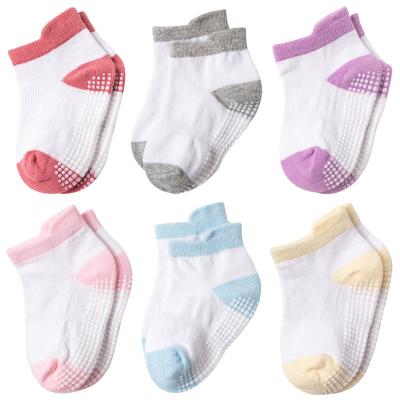 China Wholesale Cotton Spring Stripe Solid Color Non Slip Anti Slip Girls Cotton Baby Sock Newborn Baby Sock Set for sale