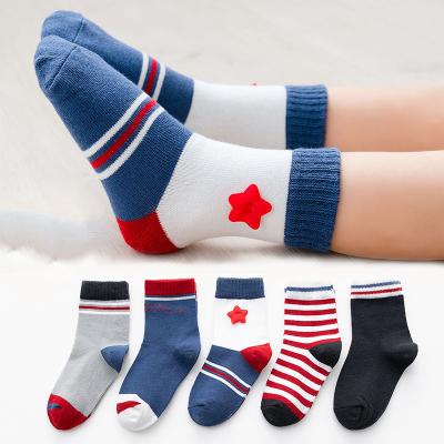 China 5 Pairs Toddler Infant Winter Pattern Kids Soft Thick Organic Cotton Cute Animal Sporty Socks Grow Warm Baby Crew Socks for sale