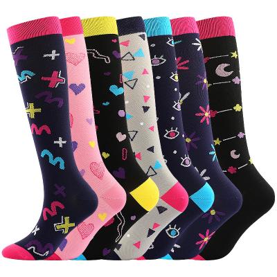 China Wholesale Custom Logo 20-30mmhg Nurse Antibacterial Medical Football Knee High Running Sports Cycling Stockings Men Women Compression Socks for sale