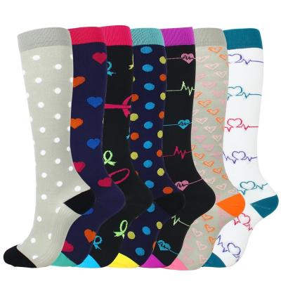 China Summer Men Women Classic Knee Dress Compression Socks Unisex Colorful Dot High Custom Made High Quality Antibacterial Small Compression Socks for sale