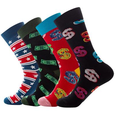 China 2021 Novelty Antibacterial Funny Space Dress Happy Universe Cartoon Hip Hop Casual Colorful Men Socken Tube Crew Cotton Happy Socks for sale