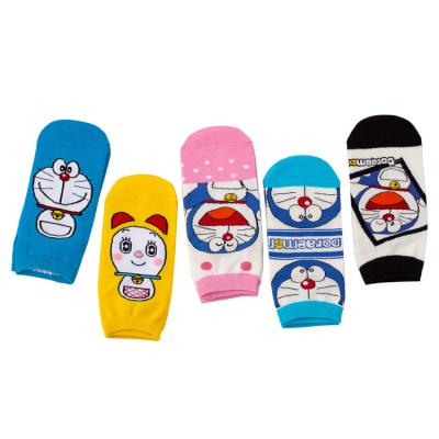 China 2021 novelty fashionable cute fresh character anime doraemon design cotton girl women cartoon girl women antibacterial short socks for women for sale