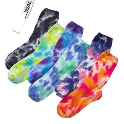 China Antibacterial sports art bangs NoveltyTie organic cotton dyed meias men women Hip Hop tube crew tie dye casual knitting unisex socks for sale