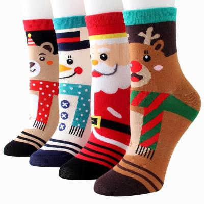 China Christmas Disposable Crew Socks Embroidered Cute Happy Christmas Crew Cartoon Fun Colorful Party Colorful Fancy Design Women Comfortable Socks for sale