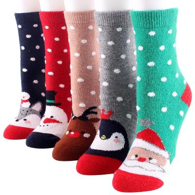 China New Cartoon Winter Disposable Warm Women Santa Elk Straight Santa Claus Socks Woolen Cute Gift Socks Christmas Socks for sale