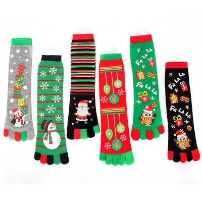 China Wholesale Antibacterial Women's Antibacterial Women's Christmas Socks Winter Warm Knee High Stretchy Funny Cute Five Crew Socks for sale