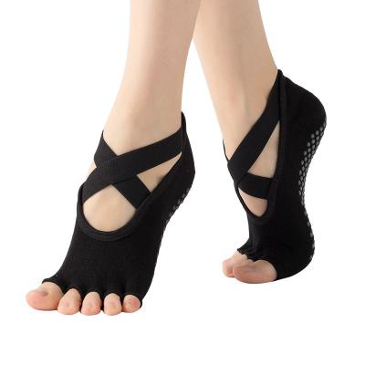 China Antibacterial Women Yoga Open Pilates Stomps Open Toe Non Slip Sport Socks For Pilates Dance Barefoot Workout for sale