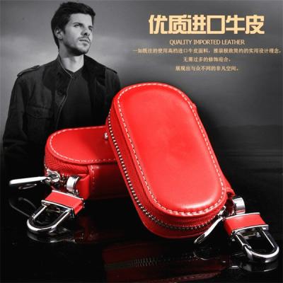 China Classic Car Key Cover Around Wallet Logo Zipper Leather Key Case Car Design For Volvo Skoda for sale