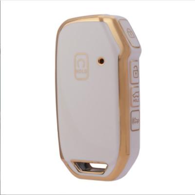 China Taijs Factory New Style Car Key Cover Gold Edge TPU Rubber Auto Key Case For KIA SPORTAGE K5 K3 KX3 2022 for sale