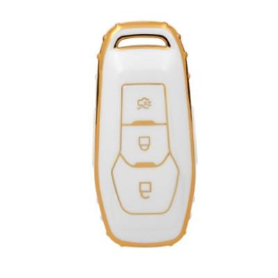 China Factory Sales TPU Car Key Cover Gold Edge TPU Rubber Auto Key Case For FORD MONDEO EDGE EXPLORER F150 for sale