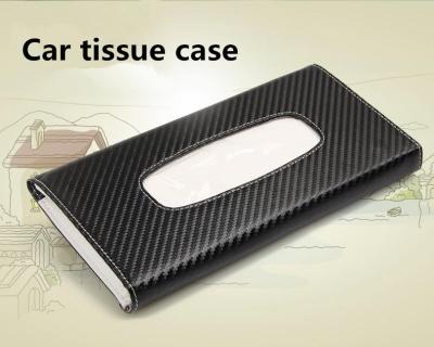 China Leather car paper case holder, carbon fiber tissue box holder for car or home for sale