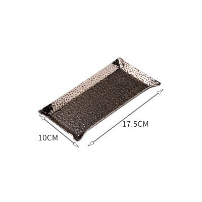 China Kitchen High-Grade Hammer Texture pattern rectangular stainless steel serving tray for sale