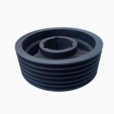 China High Hardness Custom Phosphating Blackened Surface Round Type Spb 400 6 Spline Cast Iron V Belt Pulley Wheel for sale