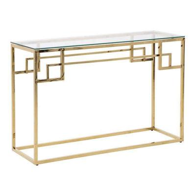 China (Other) Glass gold color console table tempered glass coffee table vintage adjustable console table for sale