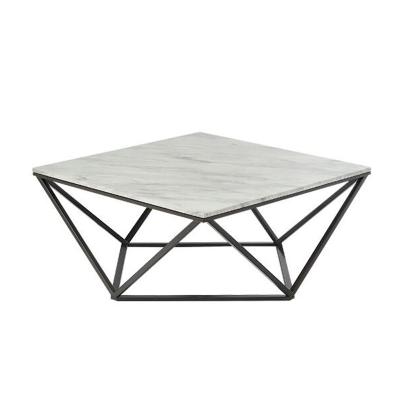 China (Others) modern adjustable practical furniture living room coffee table stone marble top and metal frame coffee table for decor diamond table for sale