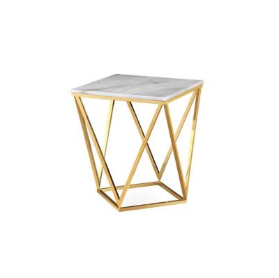 China (Other) newest hot selling design metal top coffee table adjustable square and marble shape metal frame gold color coffee table for sale