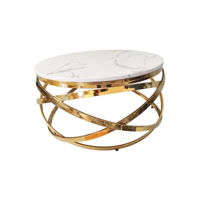 China (Other)Adjustable Hot Seller Luxury Round Coffee Table Glass Top Round With Stainless Steel Base for sale