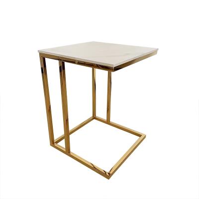 China Convertible Modern Customized Color Furniture C Shape Wooden Top Rectangular Side Table For Living Room for sale