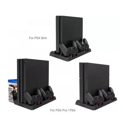 China Multifuction Display Vertical Stand Fan Vertical Cooler Cooling Pad Stand For Sony Playstation Pro 4 / PS4 Slim With Game Expanding Disk Memory Micro USB Kit for sale