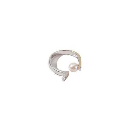 China z20210904 Fashionable Adjustable Temperament 925 Silver Freshwater Pearl Ring For Girl for sale