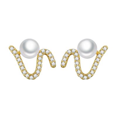 China Fashion TRENDY S Shaped Wave 925 Pearl Earrings Circles Silver Freshwater Accessories For Women for sale