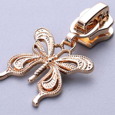 China Fashion 5# Butterfly Metal Zipper Puller Butterfly Zipper Pull For Cloth And Shoe Bag for sale