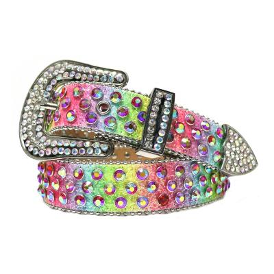 China High Quality MACWAVE Rainbow Series Bling Bling Rainbow Belts Men Durable Rainbow Series Many Colors Glitter Leather Belt for sale