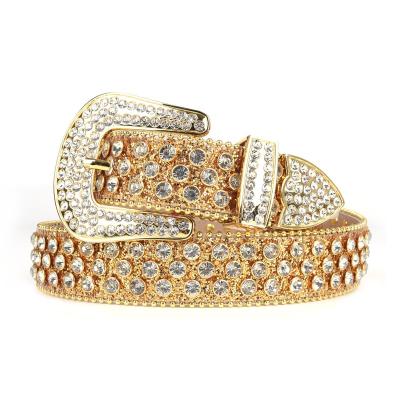 China Can Make To Kid Updated Diamond Studded Leather Belt For Women Waist Series Gold Bling Bling Rhinestone Belt As Well MACWAVE for sale