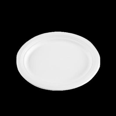 China Eco-Friendly Eco-Friendly Biodegradable Sugarcane Disposable Bagasse Paper Plate Cornstarch Oval Dishes for sale