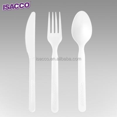 China Hot Selling Disposable Home.Restaurant.Bar.Hotel.Wedding 6.5inch Spoon Fork Knife Set Eco-Friendly Biodegradable Fork Cutlery Set for sale