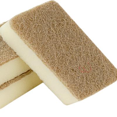 China Eco-friendly Biodegradable Kitchen Handy Dish Scrubber Hard-Duty Kitchen Cleaing Sponge Sisal Plant Fiber Washing Angled Sponge for sale