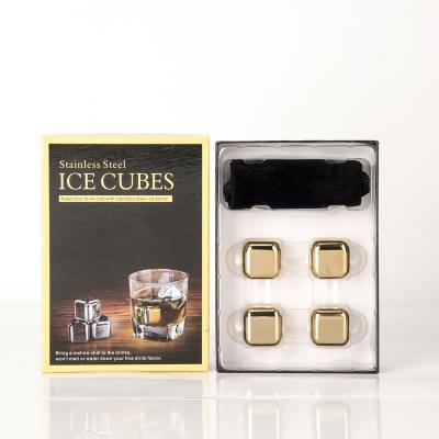 China Amazon Sale Lower Prices Sustainable Hot Cooling Ice Stone Stainless Steel Whiskey Stone Square Ice Cube for sale