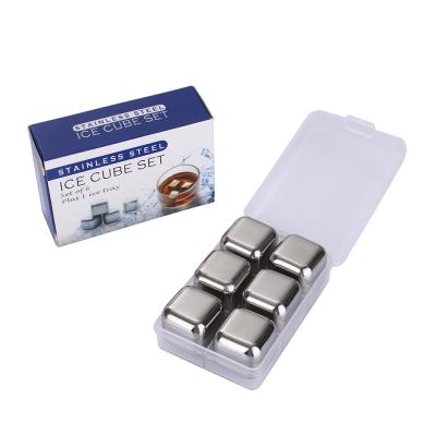 China Sustainable Bar Whiskey Accessories Freeze Reusable Ice Cube Square Stainless Steel Whiskey Stone for sale