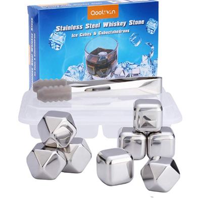 China Viable Custom Reusable Metal Stainless Steel Cooling Stones For Whiskey Diamond Metal Ice Cube for sale