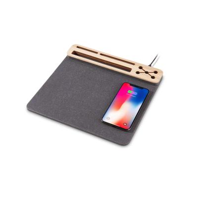 China Multifunctional PU+Bamboo 2022 Pad 10w RGB Premium Charging Custom Mouse Pad With Wireless Charging for sale