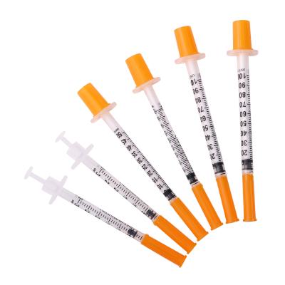 China PP/SS304/Medical silicone oil/medical rupper stopper high quality class III disposable sterile insulin syringe with needle 0.5cc 1cc for sale