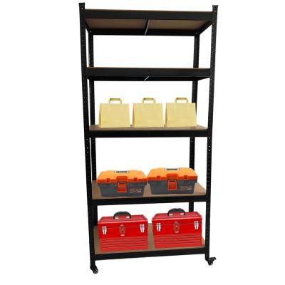 China Deli Department GB75 Corrosion Protection Long Span Shelving Shelves Boltless Steel Store Shelf Rack With Wheels 40x120x200 5 Layers for sale